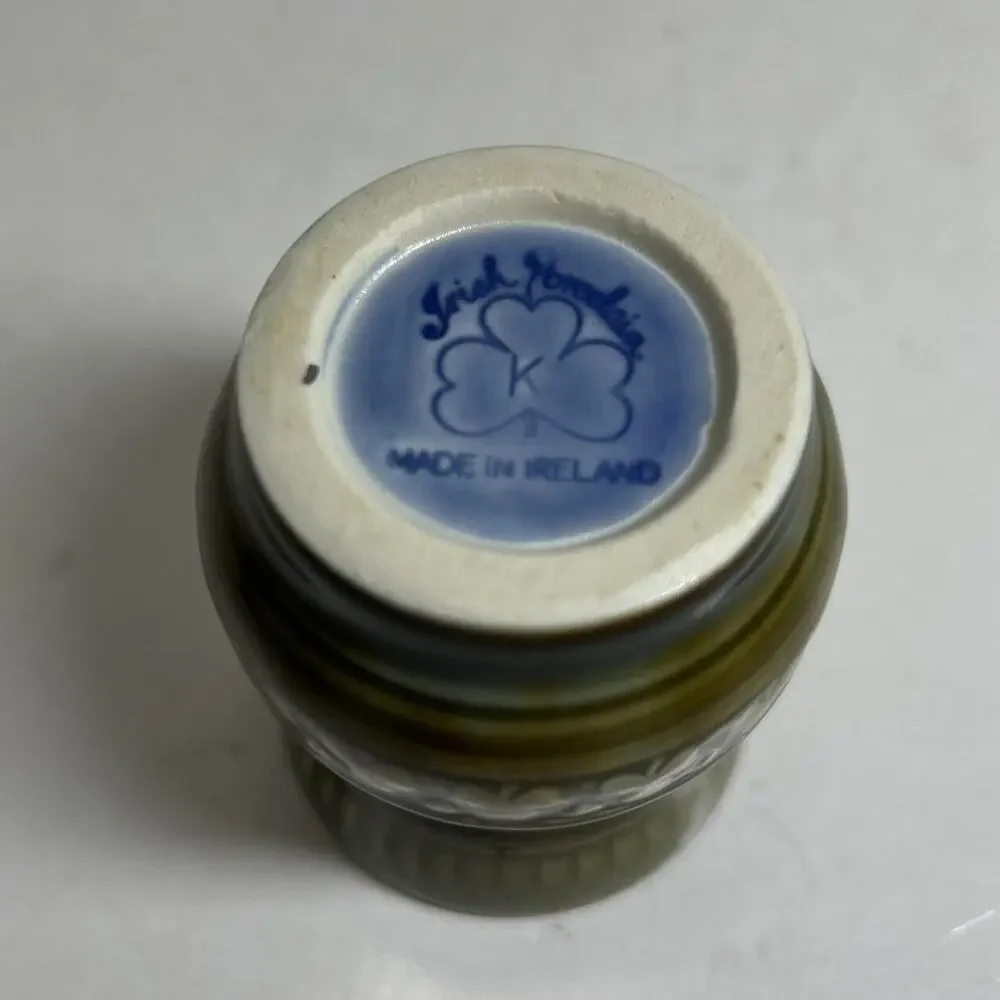 Wade Irish Porcelain Toothpick Holder, Shot Glass, Green Blue Clovers Ireland